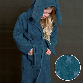 Kuscheliger Bademantel Hasenohren indigo