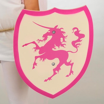 Ritterschild aus Holz mit Einhorn-Motiv