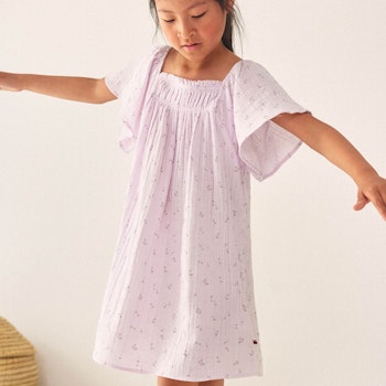 Edles Musselin Kleid Kirschen flieder