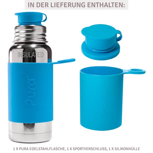 Isolierte Trinkflasche Sportverschluss aqua-blau 475ml