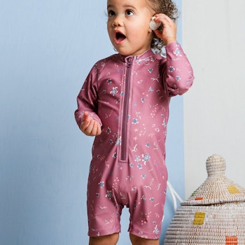 UV Strand-und Badeoverall langarm Schildkröten mauve