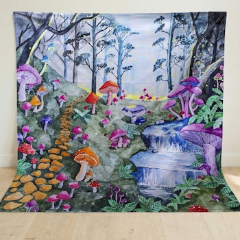 Spieltuch Bio-Baumwolle magischer Pilzwald 100 x 100 cm