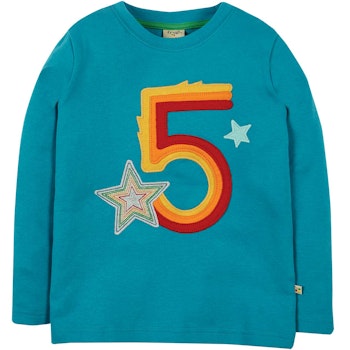 Langarmshirt 5 mit Stern-Aufnäher blau