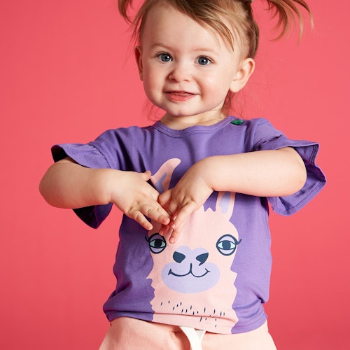 Mädchen Shirt kurzarm Lama