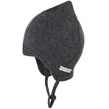Warme Strickmütze Merinowolle Kaschmir Mix anthrazit