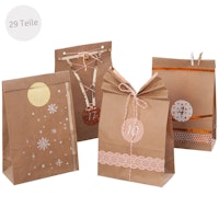Adventskalender-Set Tüten (12,5x9cm), Kordel & Zahlensticker