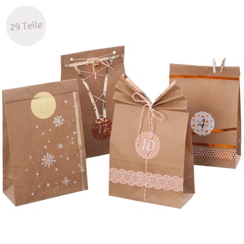 Adventskalender-Set Tüten (12,5x9cm), Kordel & Zahlensticker