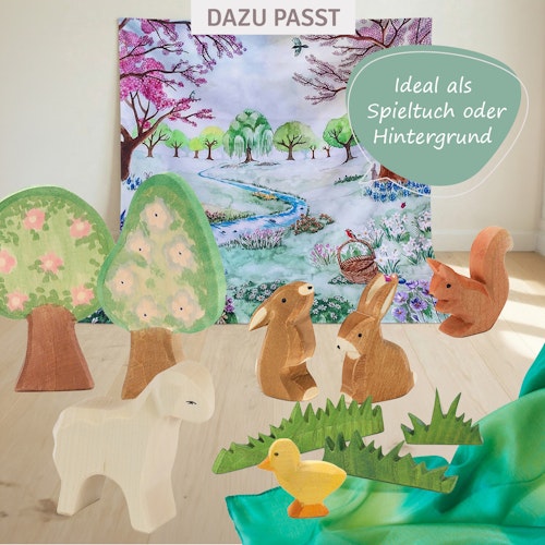 Spieltuch Bio-Baumwolle Ostern Waldlichtung 100 x 100 cm