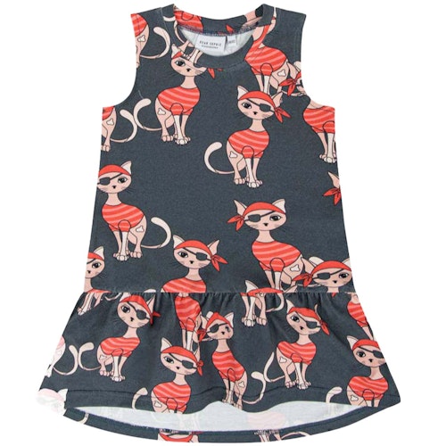 Kleid ohne Arm Katzen Print