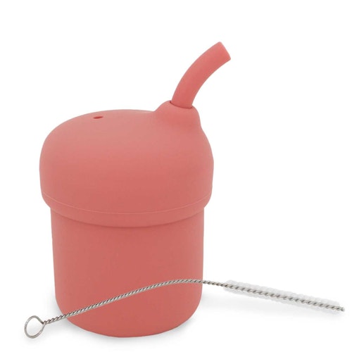 Trinkhalmbecher Silikon 150 ml rosa