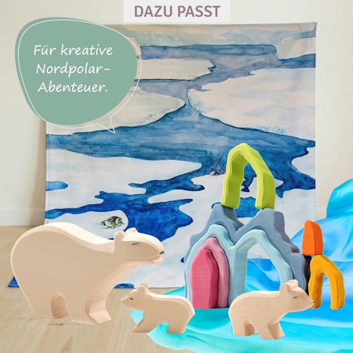 Eisbär klein Hals lang Holzfigur 5,5 cm