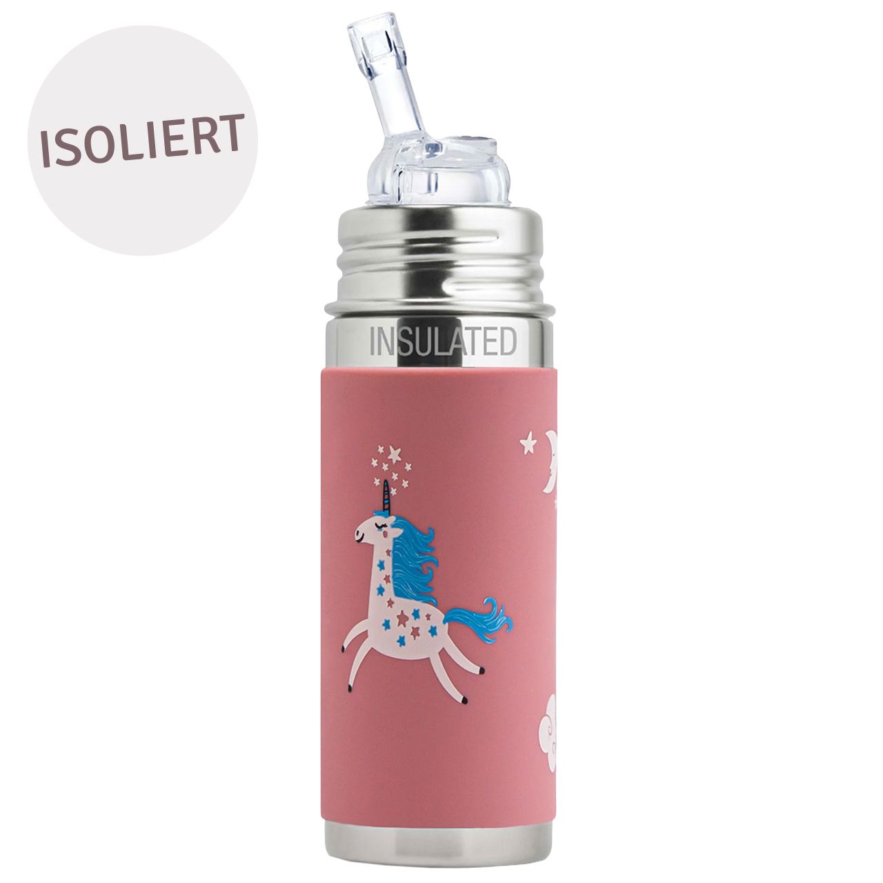 Thermosflasche Trinkhalm Pura Kiki Edelstahl Motiv