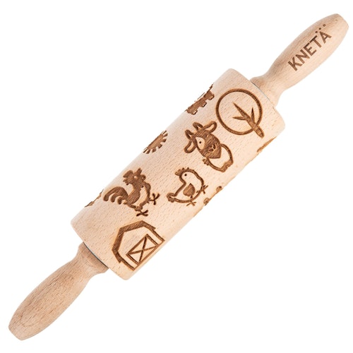 Knetrolle Holz mit Bauernhof-Muster