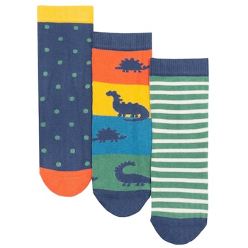 Socken 3er Pack Dinos Streifen Punkte