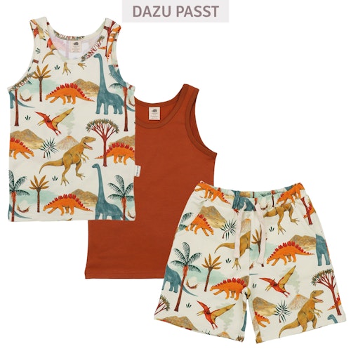 Baumwoll Unterhemden im Doppelpack braun Dinos