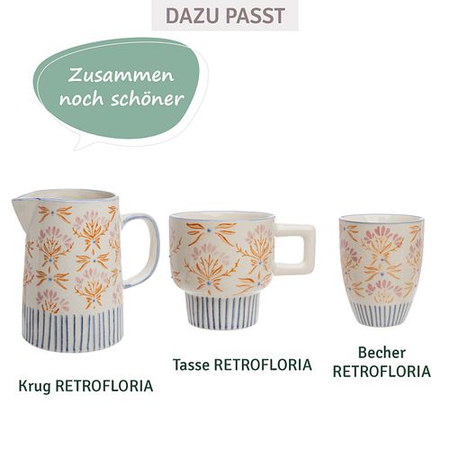 Krug RETROFLORIA 500 ml orange zum stilvollen Servieren