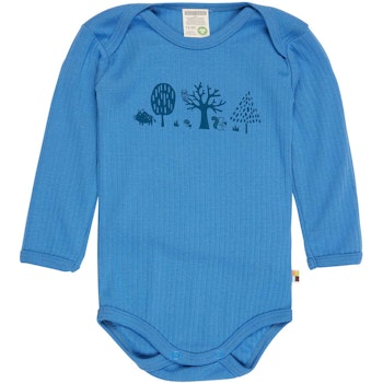 Body langarm Ripp mit Print blau