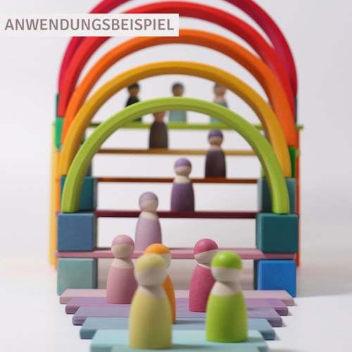 100 Holzbausteine Stufenpyramide groß, bunt (44,5 x 44,5 cm)