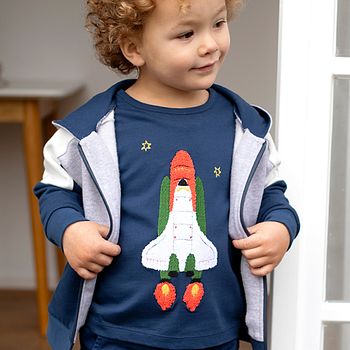 Langarmshirt Rakete blau