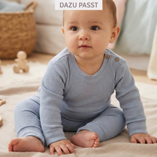 Edles Rippe Langarmshirt blau