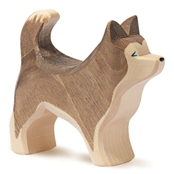 Schlittenhund stehend Holzfigur 7 cm
