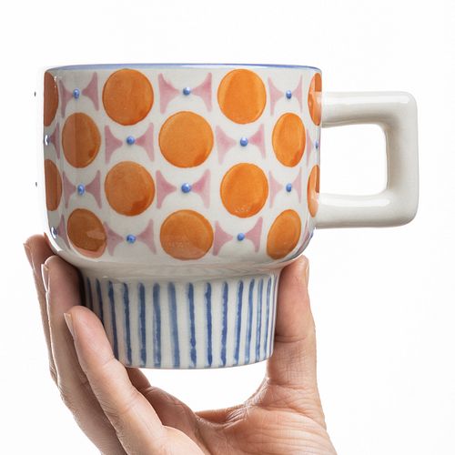Tasse RETROFLORIA Punkte orange 250 ml stapelbar