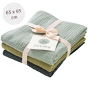 Vorschaubild Mulltuch 3er Pack 65 x 65 cm balsamgrün, salbei, mint