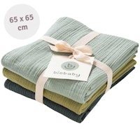Mulltuch 3er Pack 65 x 65 cm balsamgrün, salbei, mint