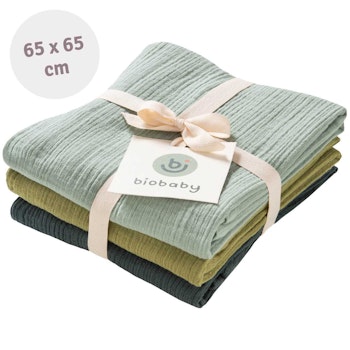 Mulltuch 3er Pack 65 x 65 cm balsamgrün, salbei, mint