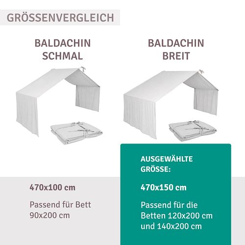 Musselin Baldachin für Hausbett, groß 470x150, creme
