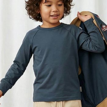 Weiches Raglan Langarmshirt dunkelblau