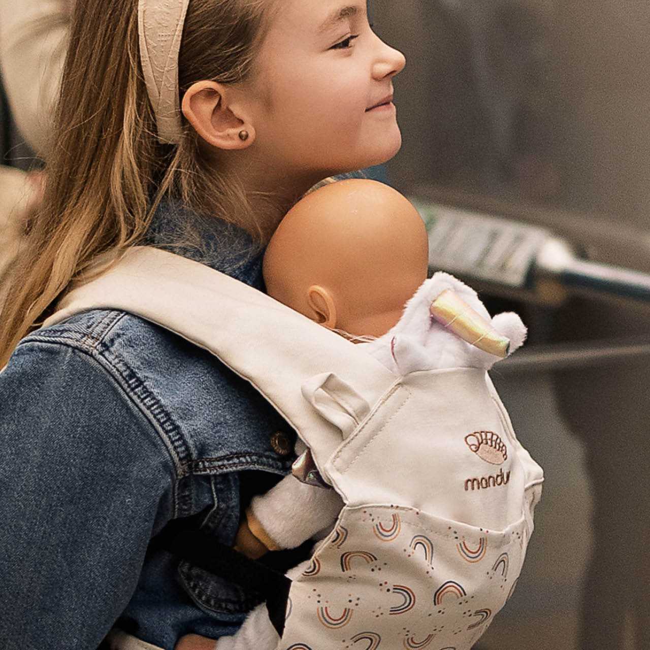 Kinder Puppentrage multifunktional- Regenbogen natur