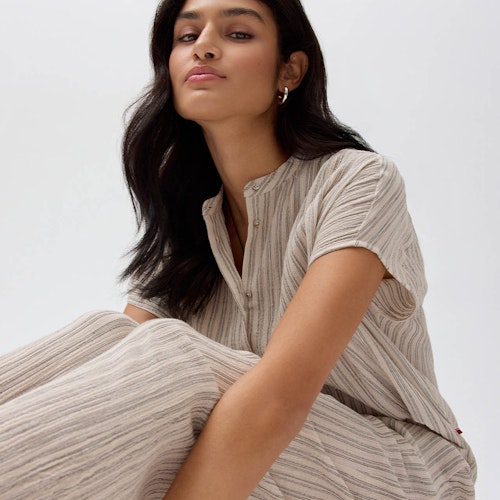 Damen Kurzarm-Bluse weiß