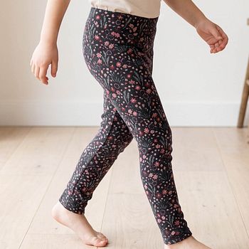 Weiche Sweat Treggings Blumen dunkelblau