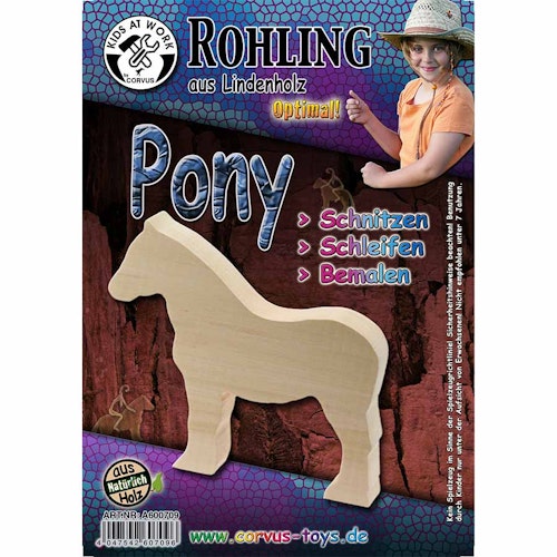 Schnitzrohling Holztier - Pferd