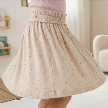 Rock Gummibund leicht Blümchen beige