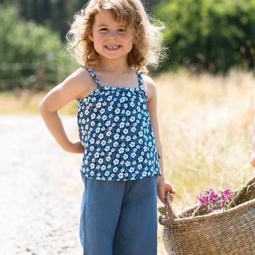 Sommer Shirt Musselin ohne Arm Blumen