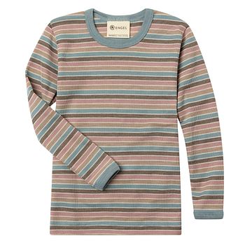 Wolle Seide Langarmshirt Kinder geringelt Pastell