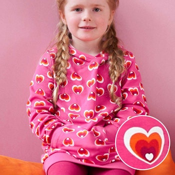 Sportliches Hoodie Sweatkleid Herzen fuchsia