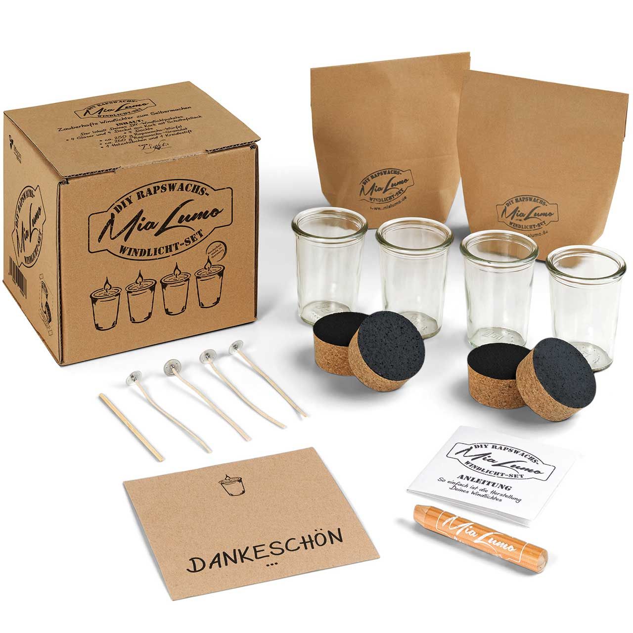 DIY Windlicht 4er Set – Kerzen aus Rapswachs