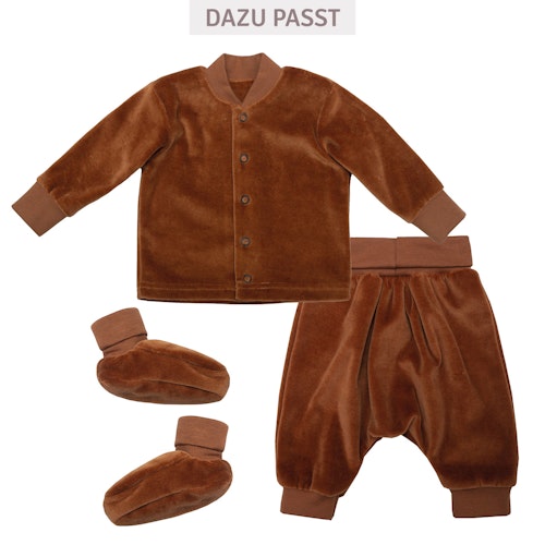 Velours Babyjacke aus Bio Baumwolle hellbraun