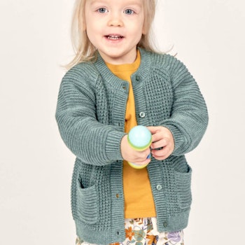 Strickjacke Grobstrick salbeigrün 100% BioBaumwolle