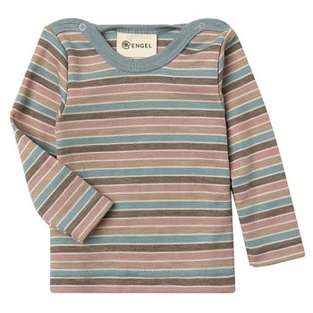 Wolle Seide Langarmshirt Baby geringelt Pastell