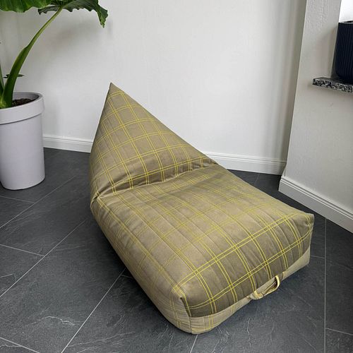 Samt Sitzsack für Kinder grün-gelb - 119 x 52 x 70 cm