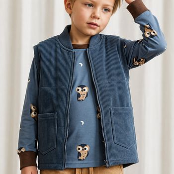 Weste gefüttert Denim Blau