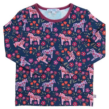Langarmshirt Pferde Alloverprint blau