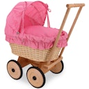 Vorschaubild Korb Puppenwagen aus Holz rosa