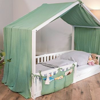 Musselin Baldachin für Hausbett, 470x100, grün