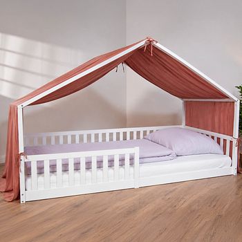 Musselin Baldachin für Hausbett, groß 470x150, mokka