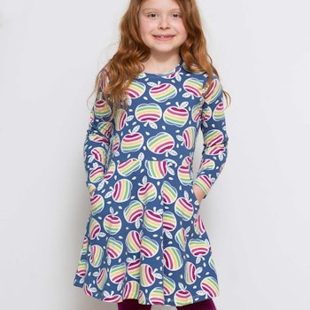 Punkte Skater Kleid langarm pink